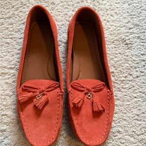 Coach Orange Tassel Suede Loafers
